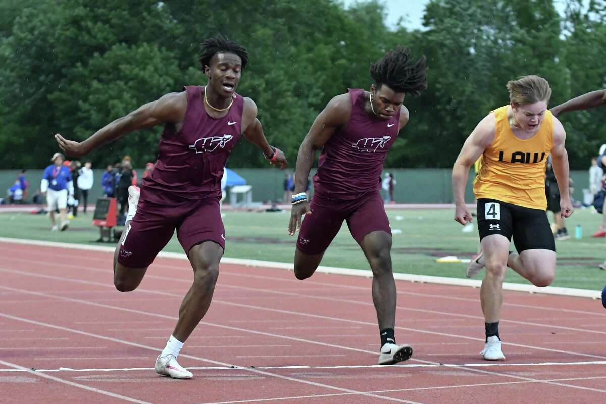 Windsor’s Justin Dawkins wins the 100 meter dash during the CIAC Class MM Track and Field Championships on Wednesday June 1, 2022 at Willow Brook Park in New Britain, CT.
