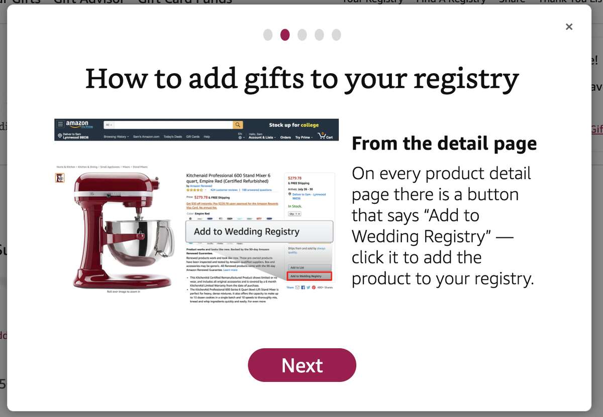 You can add gifts to your registry at the touch of a button.