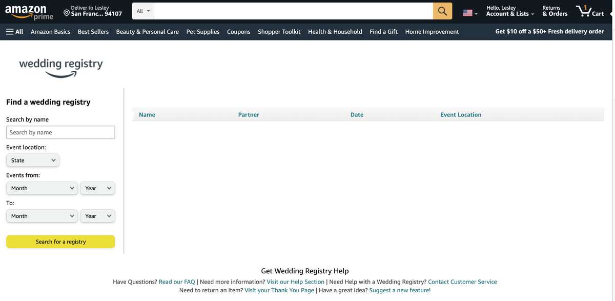 How to set up an Amazon wedding registry