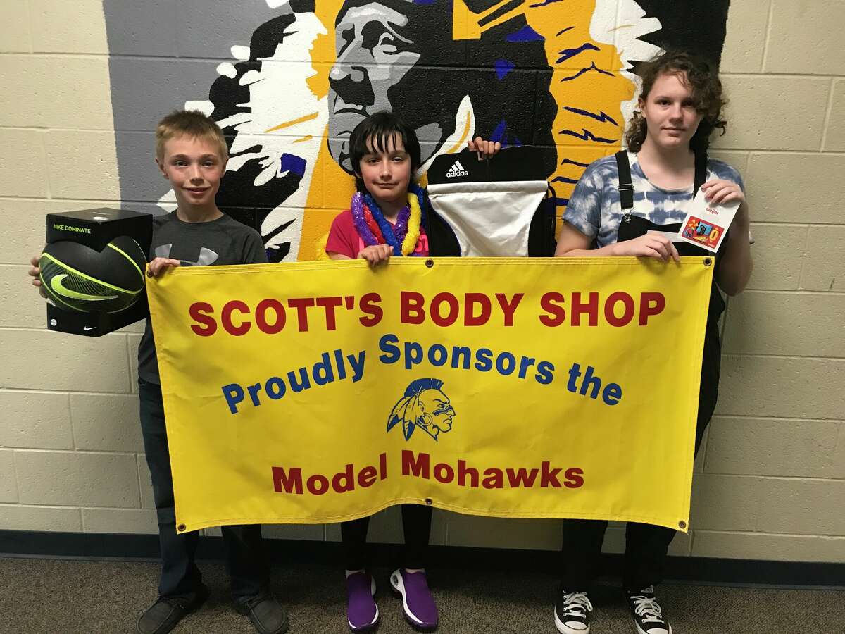 May's Model Mohawks include (left to right) Mason Sherlock and Jaden Chapin, sixth grade; and Lauren Eckert, seventh grade.   