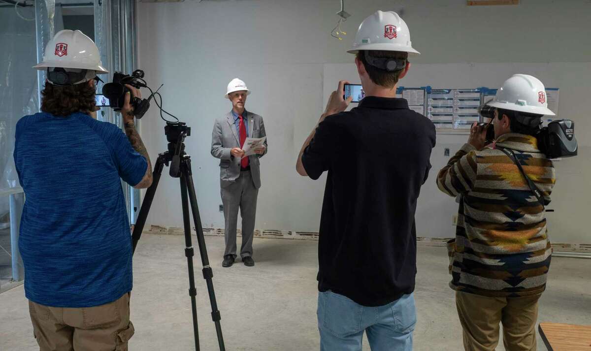 Brian Shedd, executive director for Innovation & Commercialization, talks with media during a tour of the renovations that are underway at the CEED Building, Center for Energy and Economic Diversification on the Midland UTPB campus 06/02/2022. Tim Fischer/Reporter-Telegram