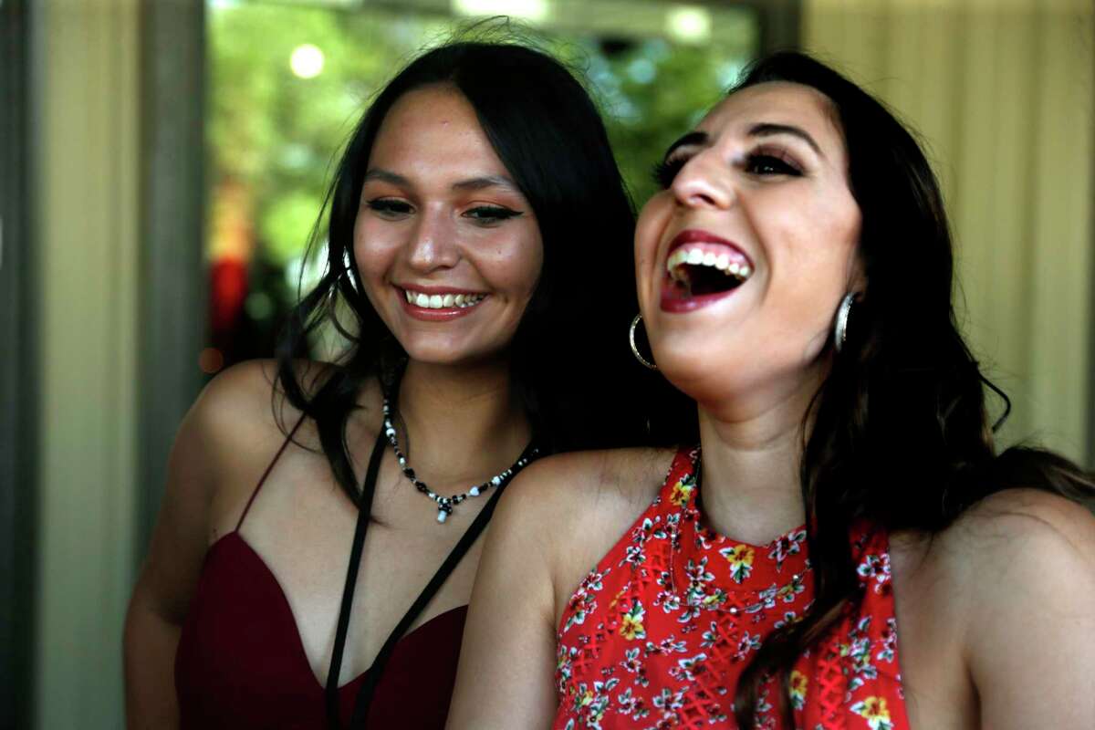 Taft Alyssa Rangel and her sister Alexis Vidal enjoy themselves before the start of the All-Area Awards Banquet on Wednesday, June 1, 2022 at Morgan Wonderland Camp