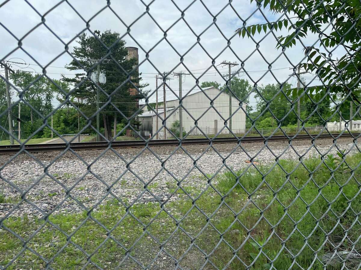 The current view of the tracks on Thursday, June 2, 2022, from where a new train station is set to be constructed in Enfield using a combination of state bonding and federal grant funds.