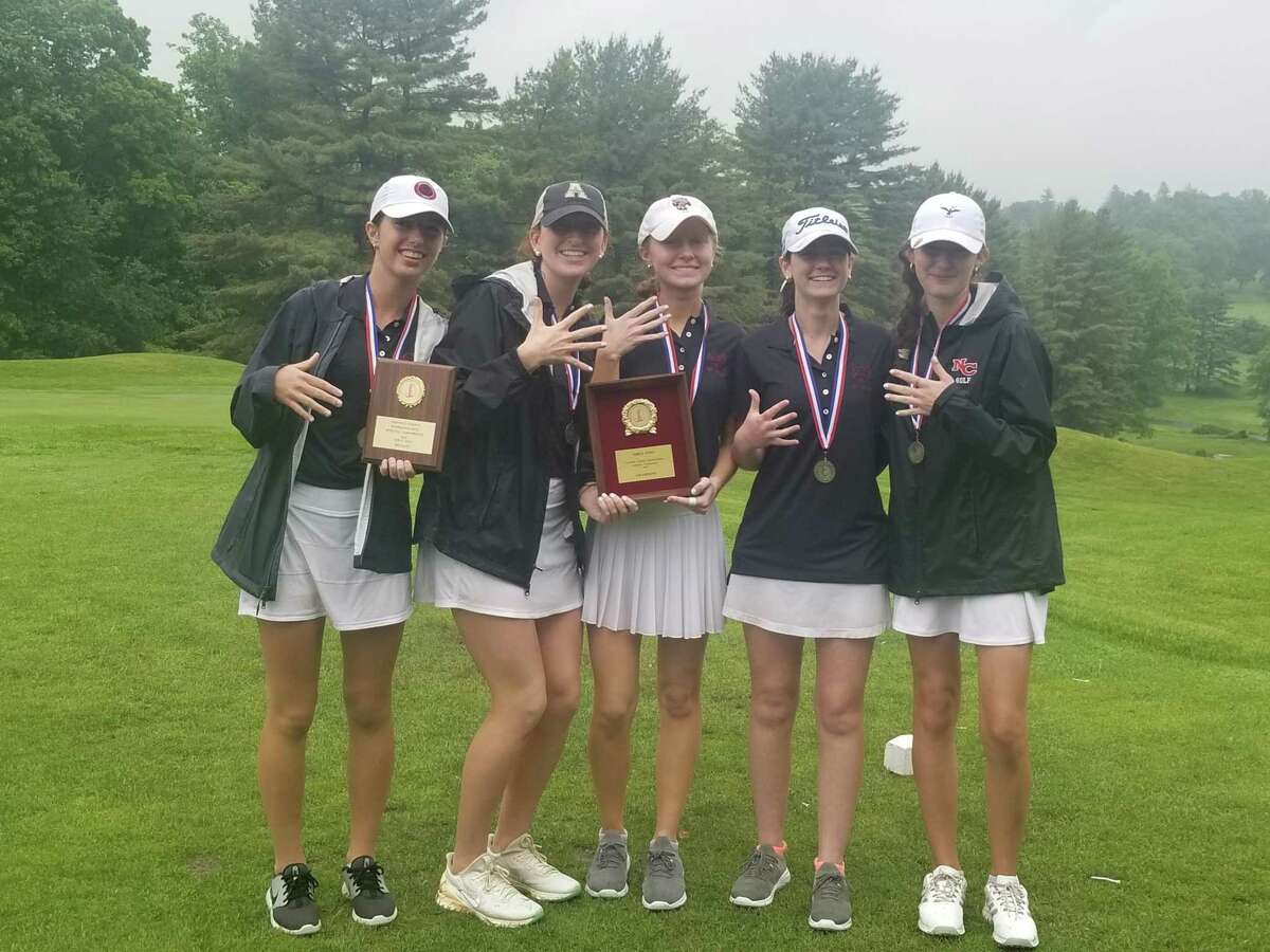 New Canaan claimed its fifth consecutive FCIAC girls golf championship at the Fairchild Wheeler Black Course on Thursday.