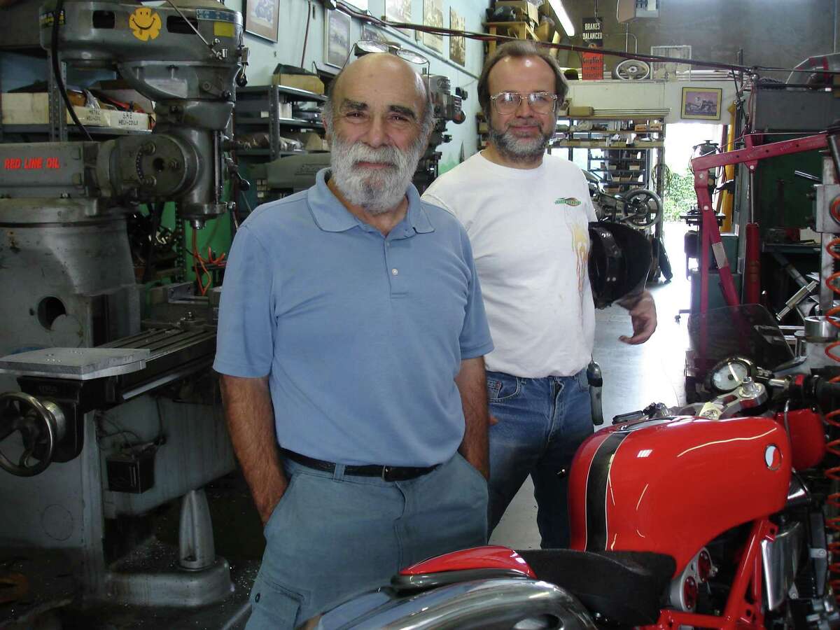 Sandy Kosman (left) with 30-year employee Martin Windmill at Kosman Specialties in 2010.