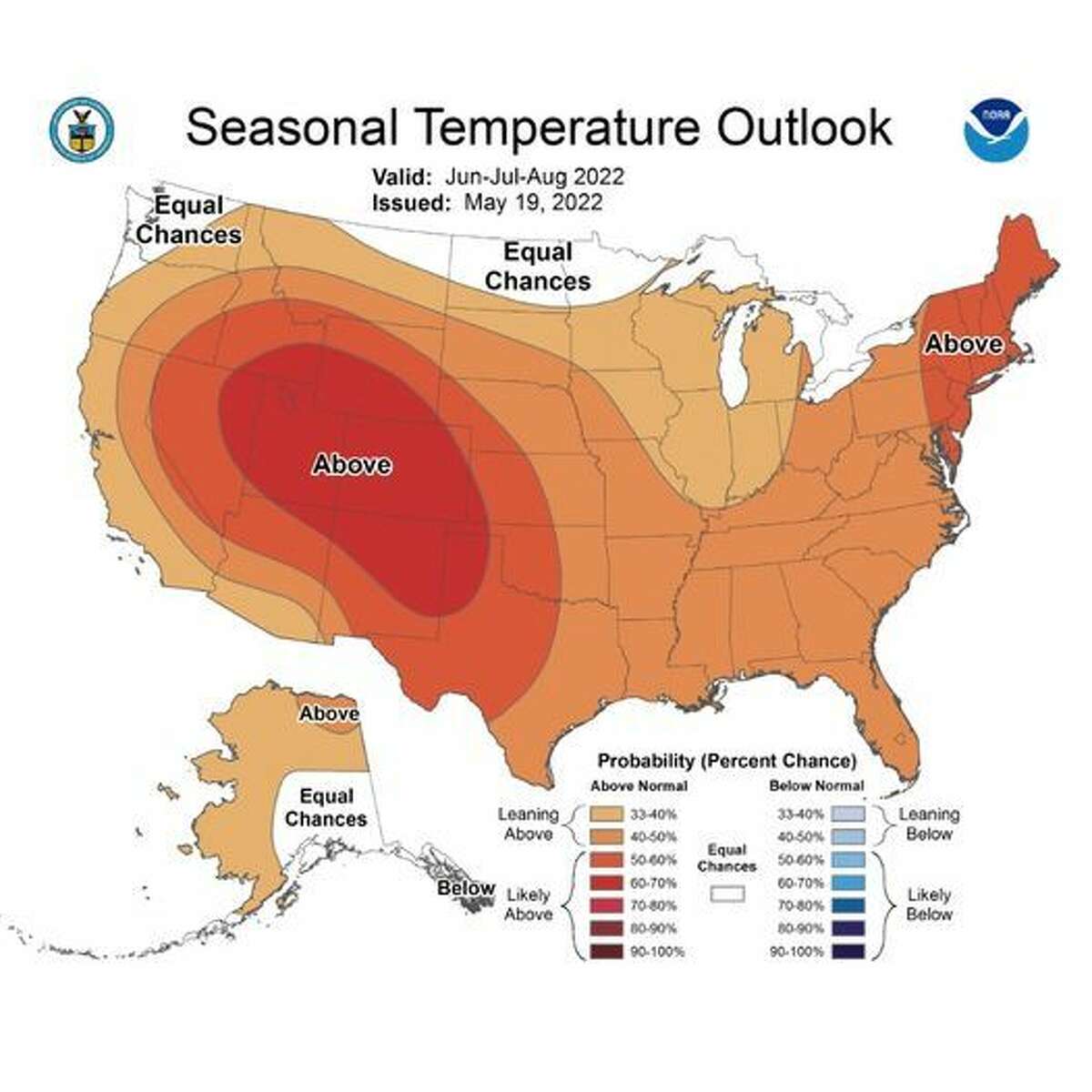 The National Weather Service is predicting slightly higher temperatures than usual this summer in Illinois.