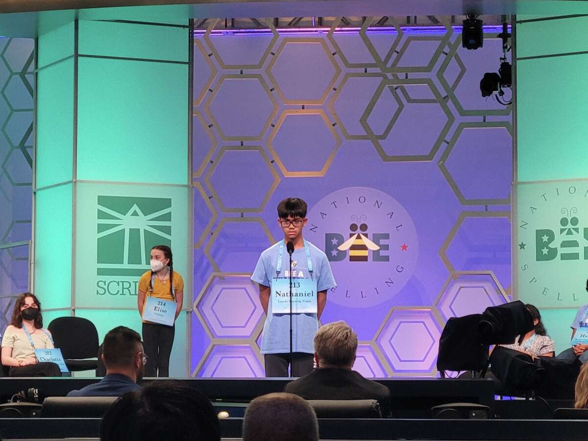 Nathaniel Rimocal from Lamar Bruni Vergara Middle School competed at the 94th Scripps National Spelling Bee. June 1, 2022.