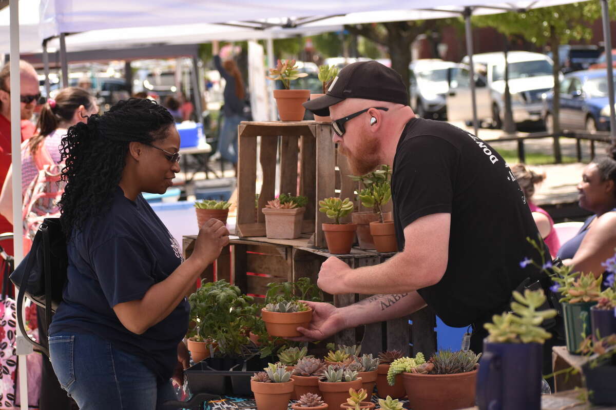 Isaiah Davison sells succulents at the Big Rapids farmers market every week. He also works as a firearms instructor in the area.