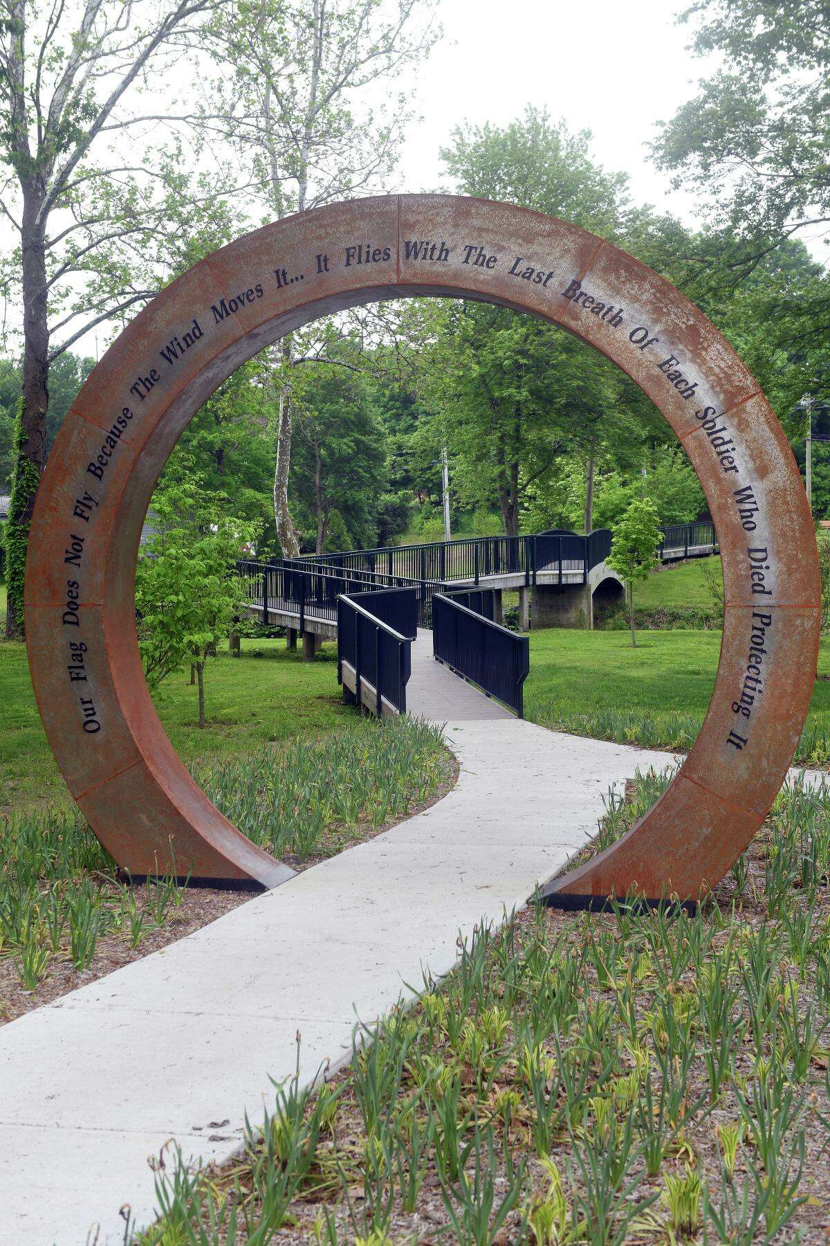 The newly installed arch at Vietnam Veterans Memorial Park, in Trumbull, Conn. May 27, 2022.