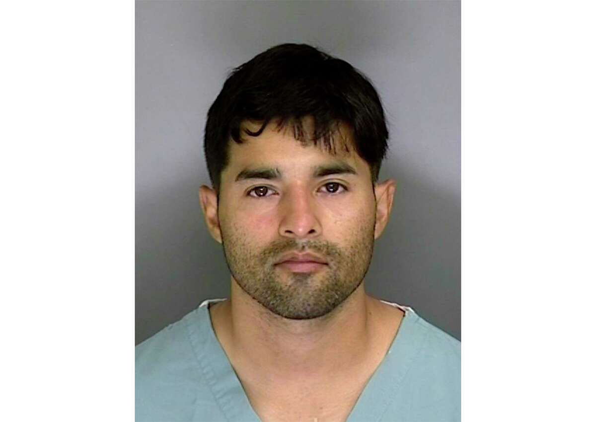 This June 2020 booking photo shows Steven Carrillo, a former U.S. Air Force staff sergeant and alleged member of the “boogaloo” extremist movement. Carrillo was sentenced to 41 years in prison on Friday for the fatal shooting of a federal security officer in Oakland in 2020.