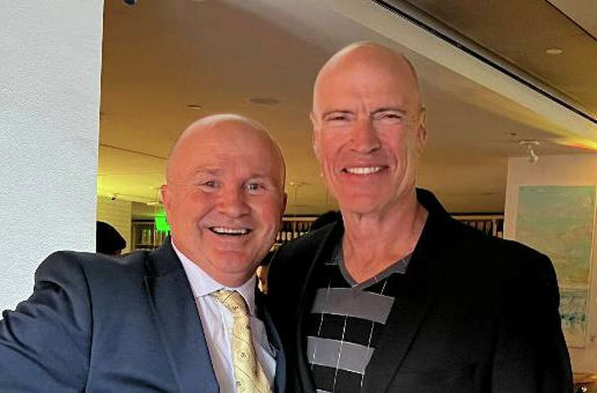 NHL great and Greenwich resident Mark Messier with Tony Capasso at Tony's at the J House last week.
