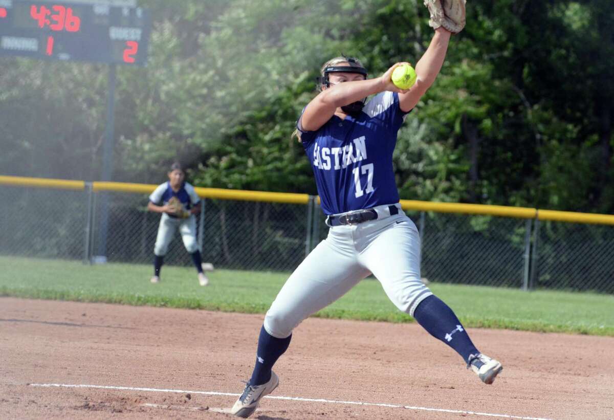 Ali Tellier of Bristol Eastern throws a pitch against East Haven on Friday.
