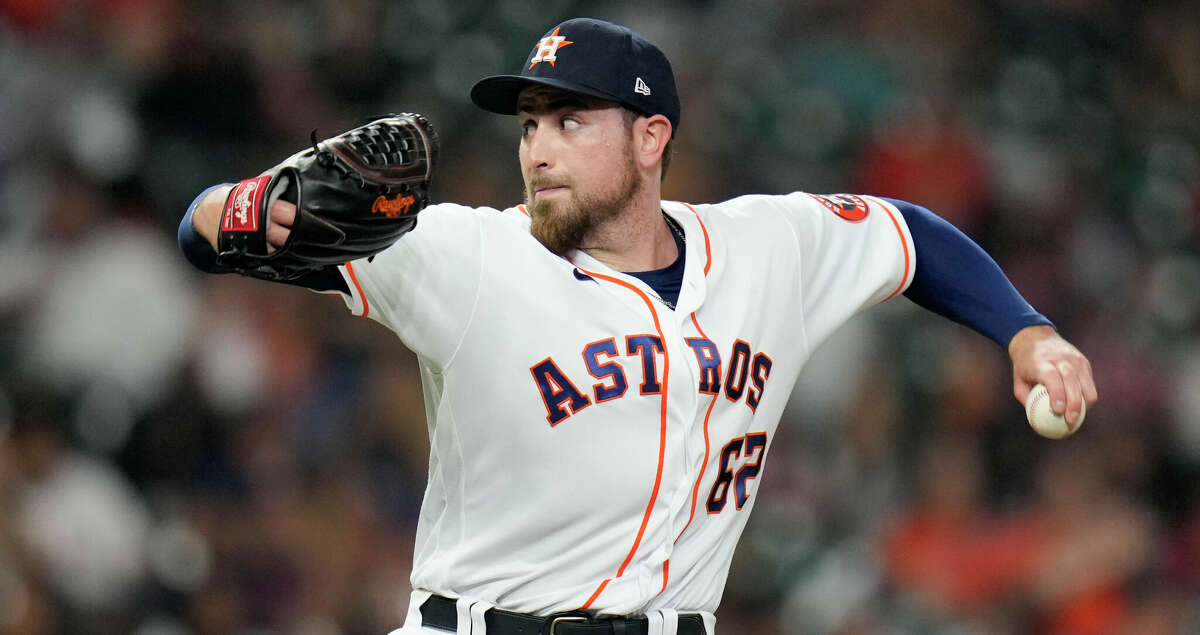 Houston Astros relief pitcher Blake Taylor delivers during the seventh inning of a baseball game against the Cleveland Guardians, Wednesday, May 25, 2022, in Houston. (AP Photo/Eric Christian Smith)