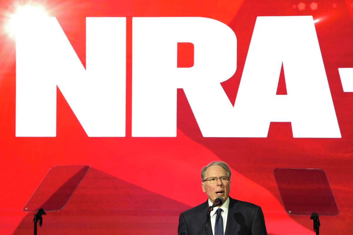 Wayne LaPierre, CEO of the NRA, speaks during a the NRA-ILA Leadership Forum At the 2022 Annual Meetings and Exhibits at the George R. Brown Comvention Center Friday, May 27, 2022, in Houston.