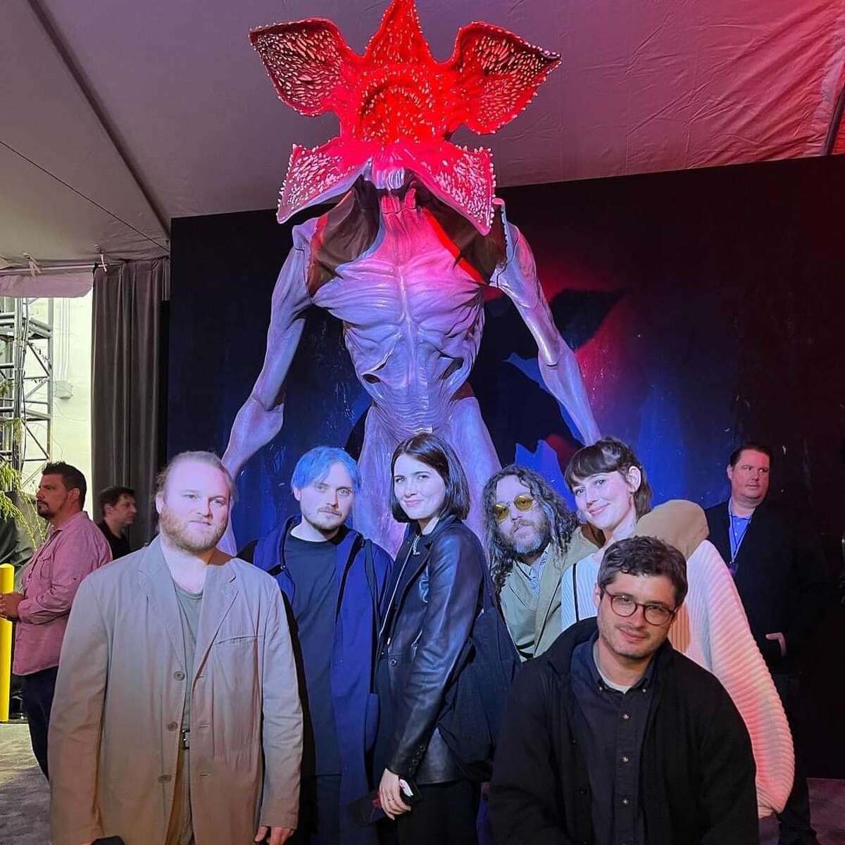 Hector Carlos Ramirez II, second from left, with other members of the production team. The Laredo score mixing engineer is part of the Netflix hit series "Stranger Things."