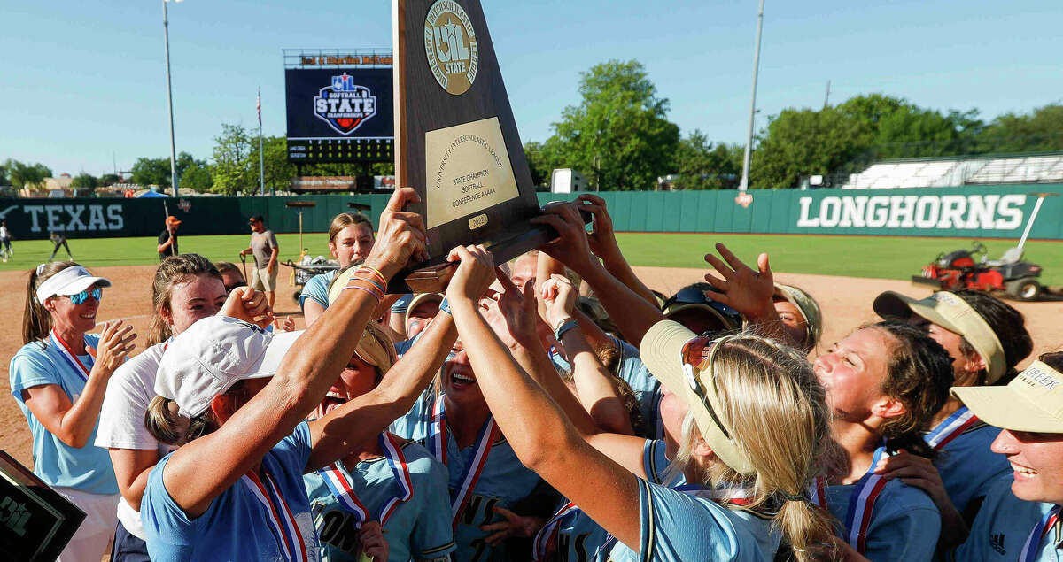 Lake Creek celebrates the Class 5A state softball championship at Red & Charline McCombs Field, Saturday, June 4, 2022, Austin.