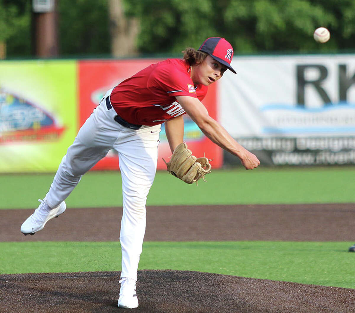 Alton Legion pitcher Nick Williams, a recent CM graduate, started and picked up the win against Maryland Heights on Saturday night at Hopkins Field in Alton.
