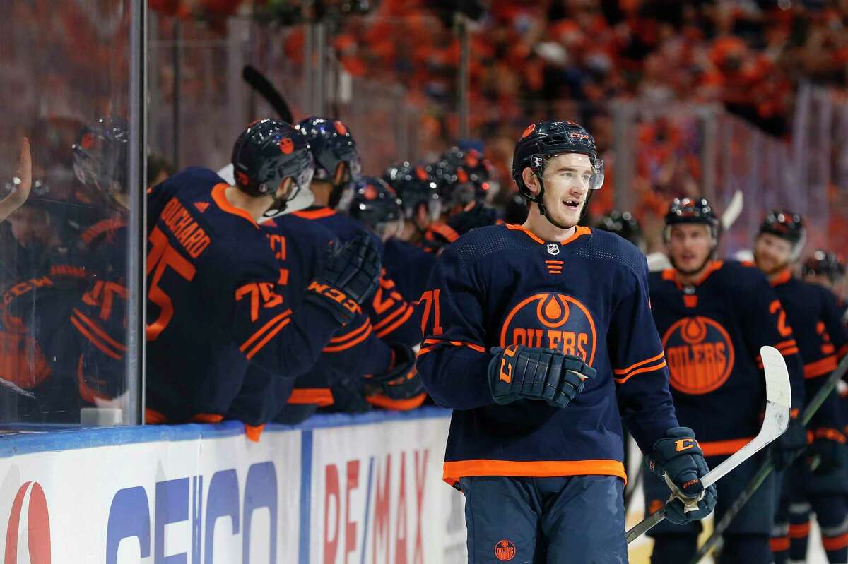 Ryan McLeod and the Oilers will try to keep their season alive when Edmonton faces Colorado in Game 4 of the Western Conference finals at 5 p.m. Monday. (TNT)