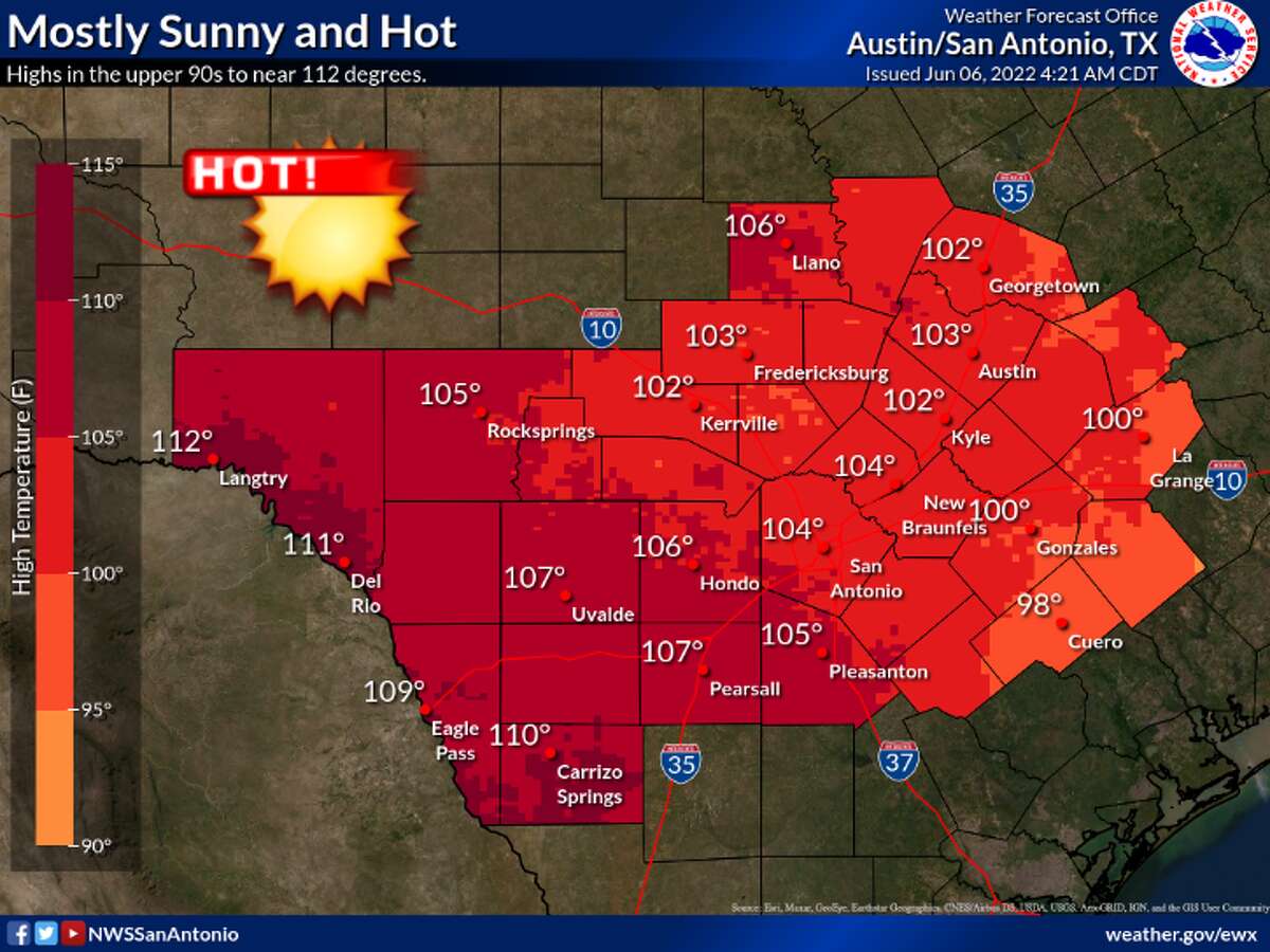 All of South Central Texas, including San Antonio, will be under a heat advisory Monday as the region continues to experience dangerous high temperatures.