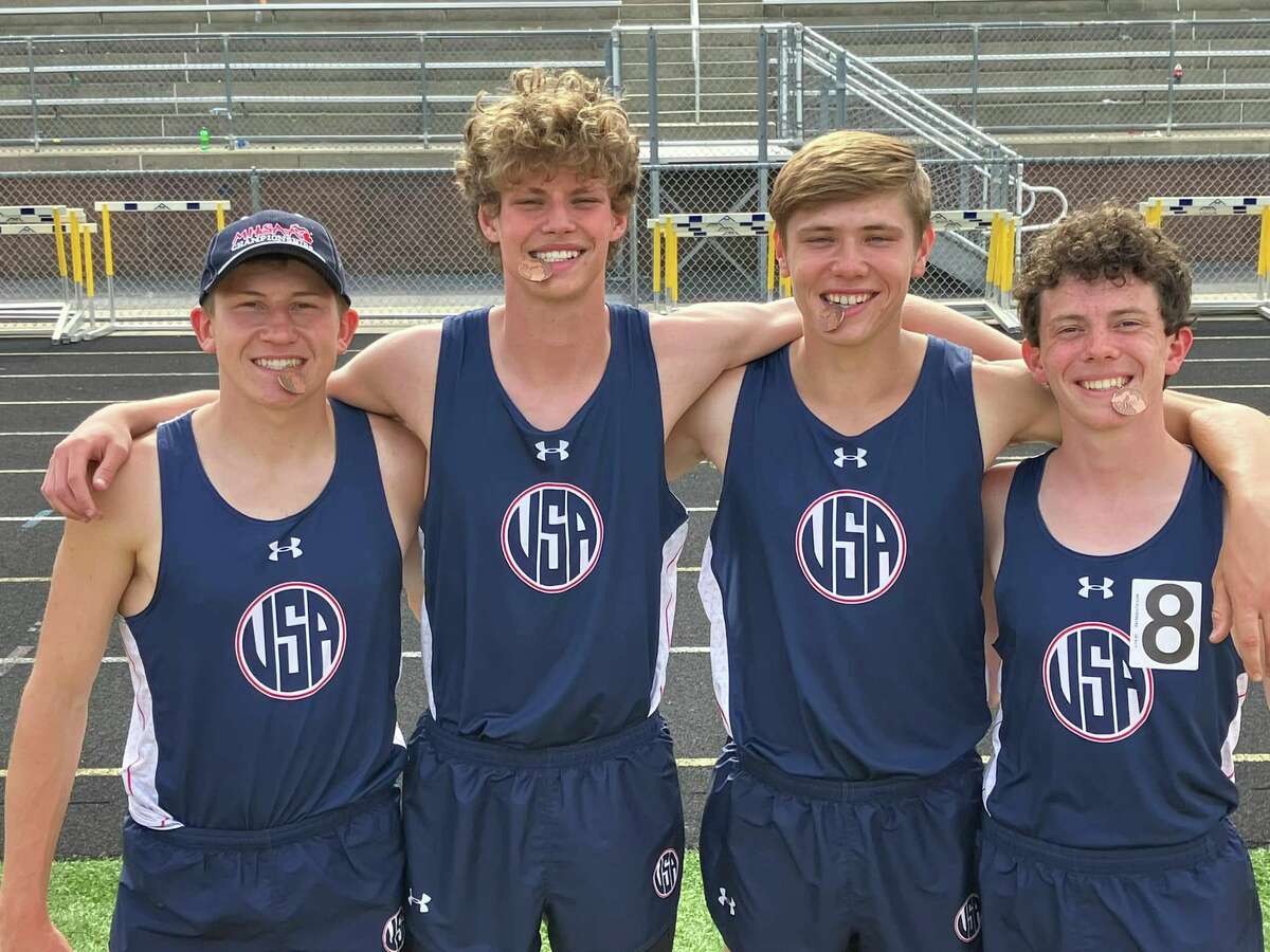 The USA boys 4x400 meter relay team of Ty Pavlichek, Carson Holland, Jacob VanHove, and Ethan Liken.
