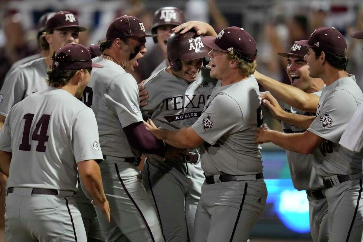 Austin Bost was the center of attention for Texas A&M after hitting a two-run homer in Saturday’s 9-6 regional victory over Louisiana at Blue Bell Park.