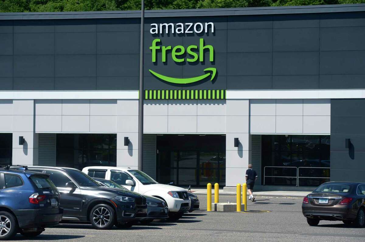 Signage went up on the Amazon Fresh store and in the parking lot, of Candlewood Lake Plaza, over the last week. Monday, June 6, 2022, Brookfield, Conn.
