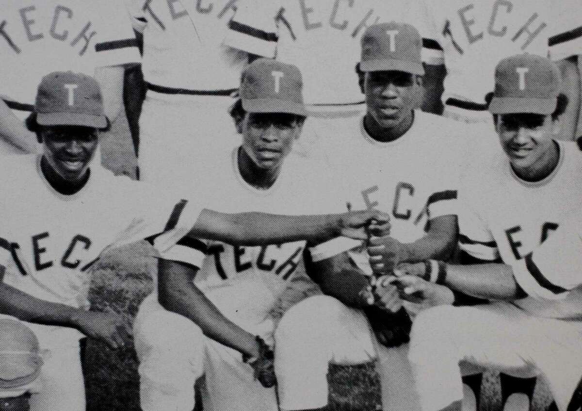 Rickey Henderson (second left) and Oakland Tech teammates in a yearbook team photo from Henderson’s junior year.