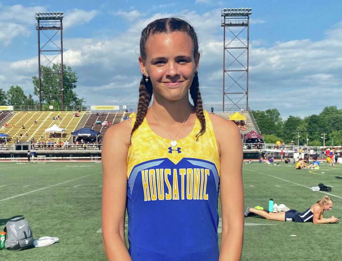 Sydney Segalla of Housatonic Regional won the 400- and 200-meter dashes Monday in her State Open debut. Segalla only started competing in track and field this spring.