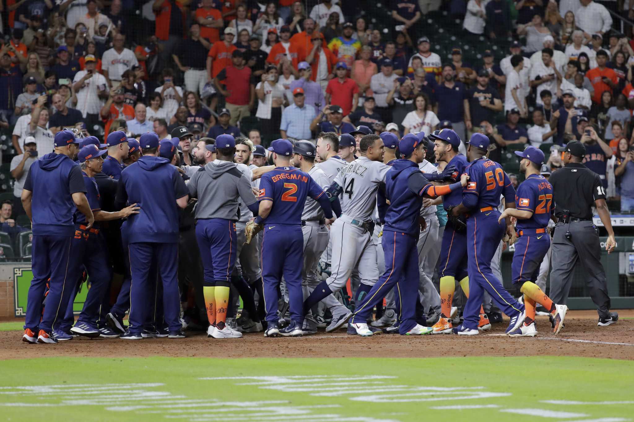 August 10, 2018: Members of the Astros Shooting Stars wave to the crowd  prior to a Major League Baseball game between the Houston Astros and the  Seattle Mariners on 1970s night at