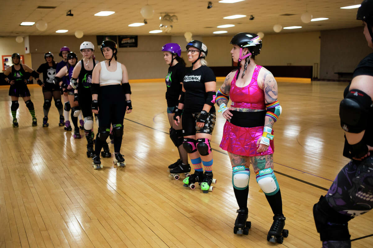 The Chemical City Derby Girls hold practice Monday, June 6, 2022 at the Roll Arena in Midland.