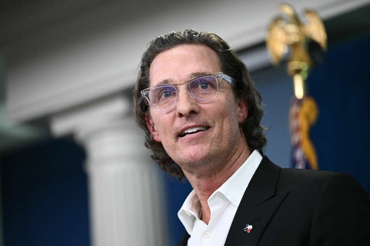 US actor Matthew McConaughey speaks about gun violence during the daily briefing in the James S Brady Press Briefing Room of the White House in Washington, DC, on June 7, 2022. - McConaughey, a native of Uvalde, Texas, has been meeting with Senators to discuss gun control reform following the mass shooting at Robb Elementary School. (Photo by Brendan SMIALOWSKI / AFP) (Photo by BRENDAN SMIALOWSKI/AFP via Getty Images)