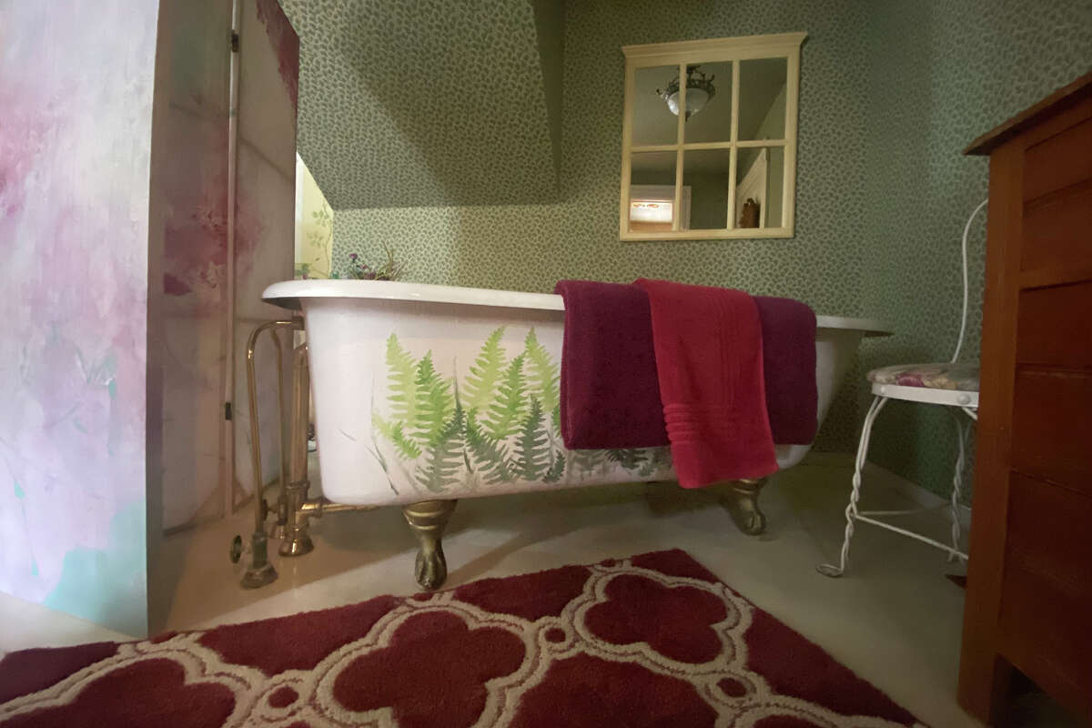 The clawfoot tub in the author's room at the Shaw House in Ferndale.