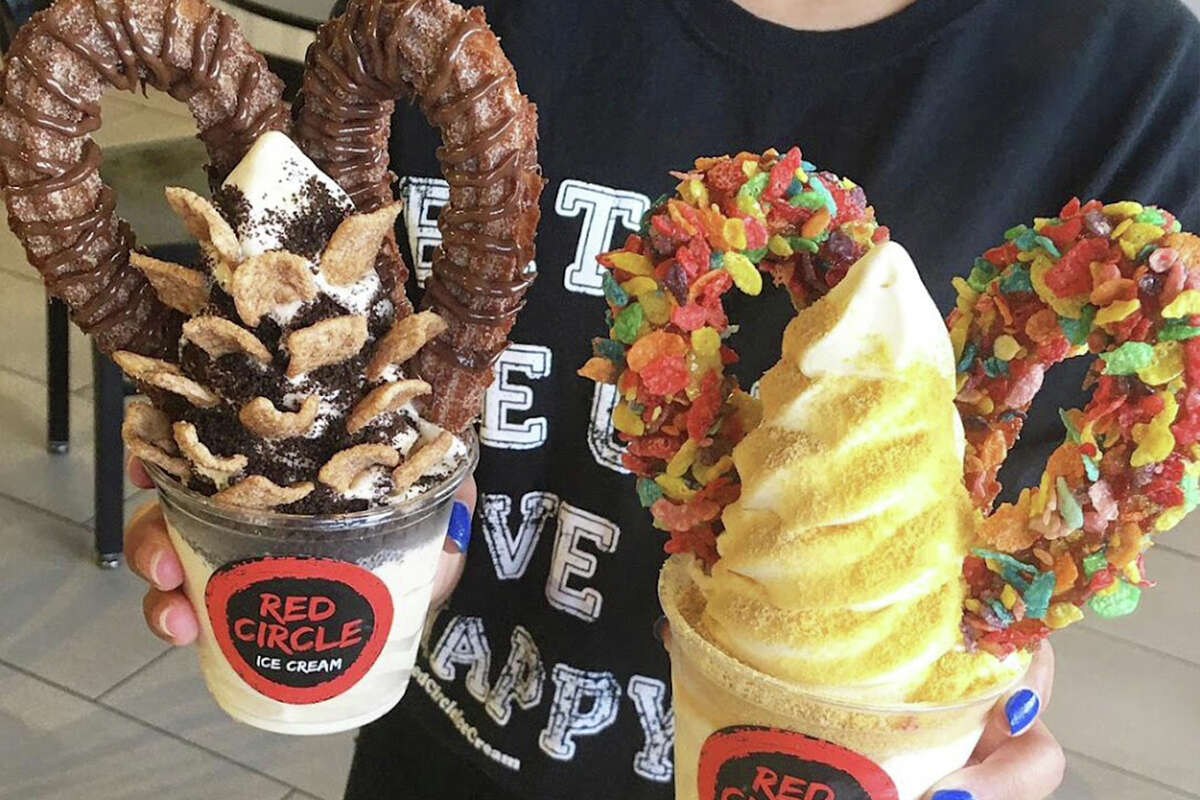 Two massive treats from Red Circle Ice Cream, including the Churro Daddy.