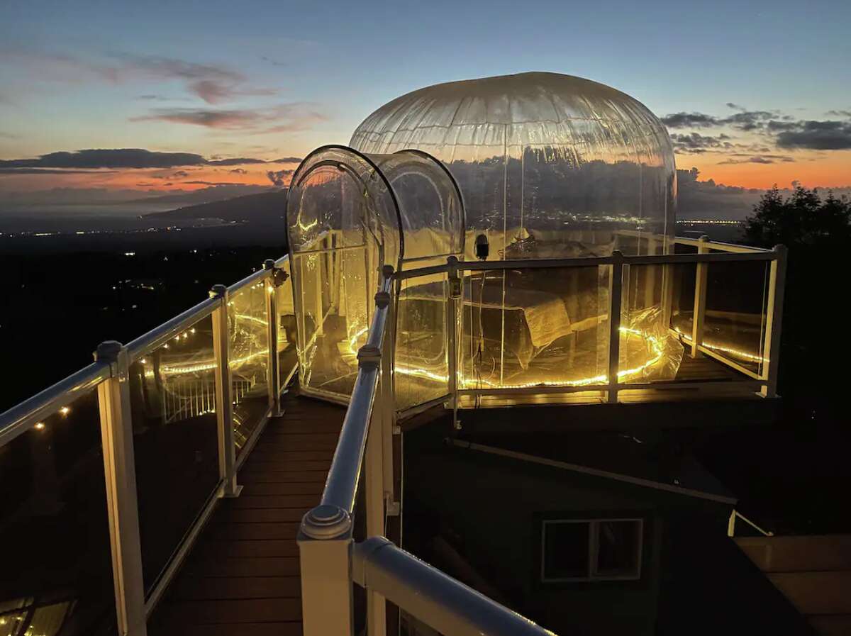 The Maui Star Dome has one of the most unforgettable places to sleep of any Airbnb in Hawaii. There is an indoor bedroom but also one inside a heated dome that allows for unobstructed views of the night sky.