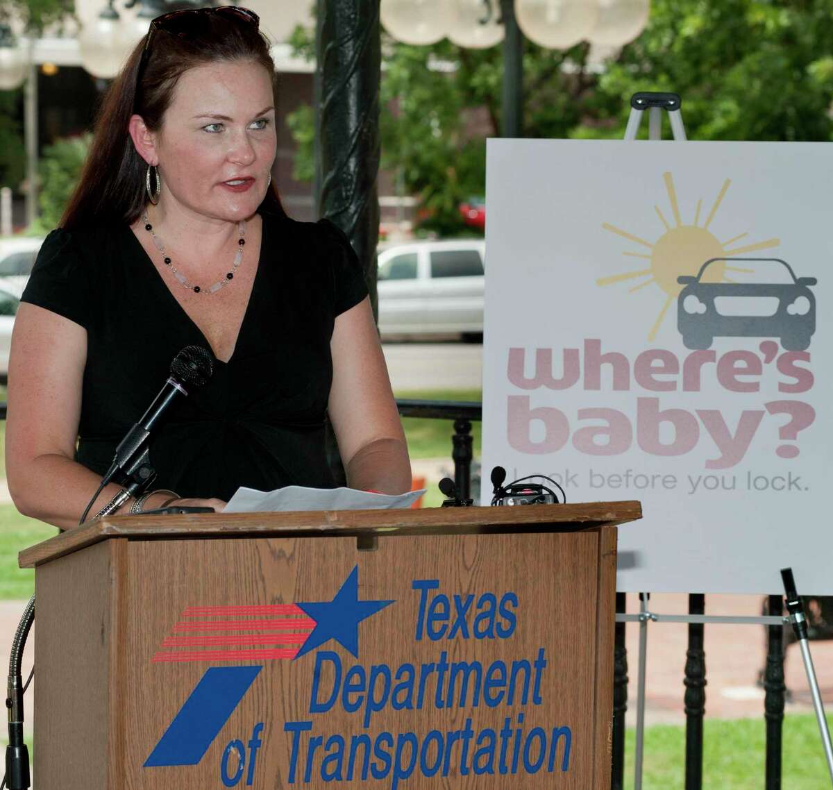 Kristie Reeves-Cavaliero, who lost a child to heatstroke, speaks at a news conference in 2012 to raise awareness and help prevent future tragedies.