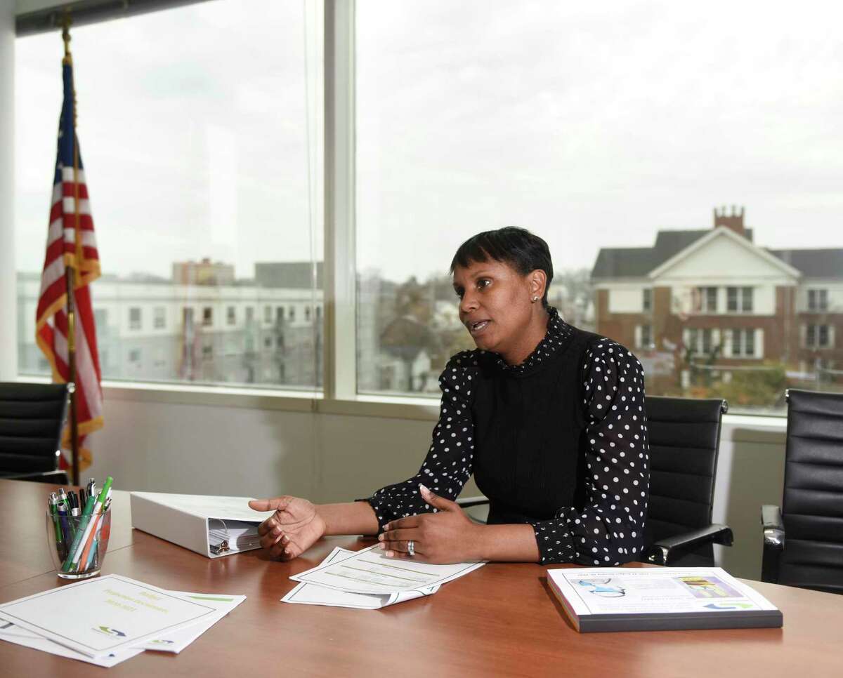 Superintendent of Stamford Public Schools Dr. Tamu Lucero in her office at the Government Center in Stamford, Conn. Tuesday, Jan. 14, 2020.