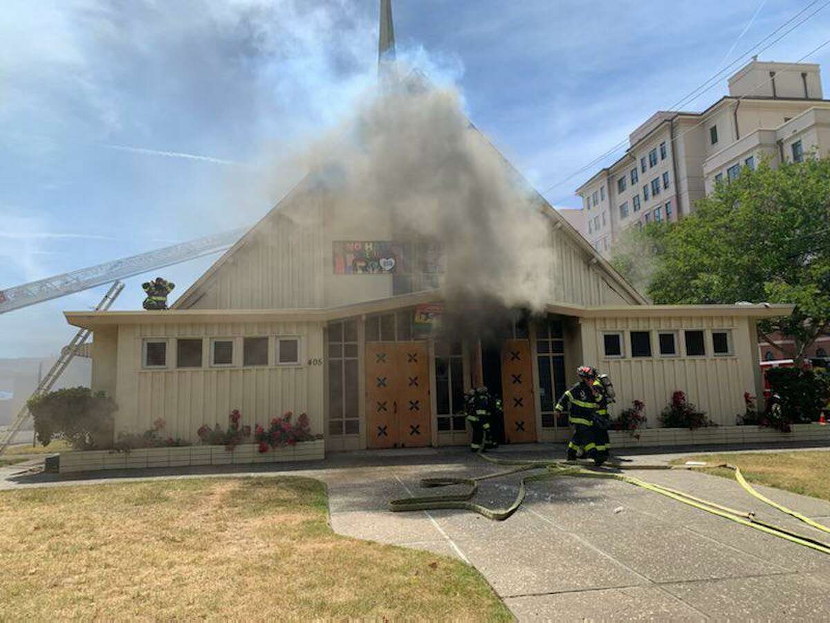San Jose police arrested a man on suspicion of felony arson for allegedly starting a fire at a local church on Wednesday afternoon, authorities said.