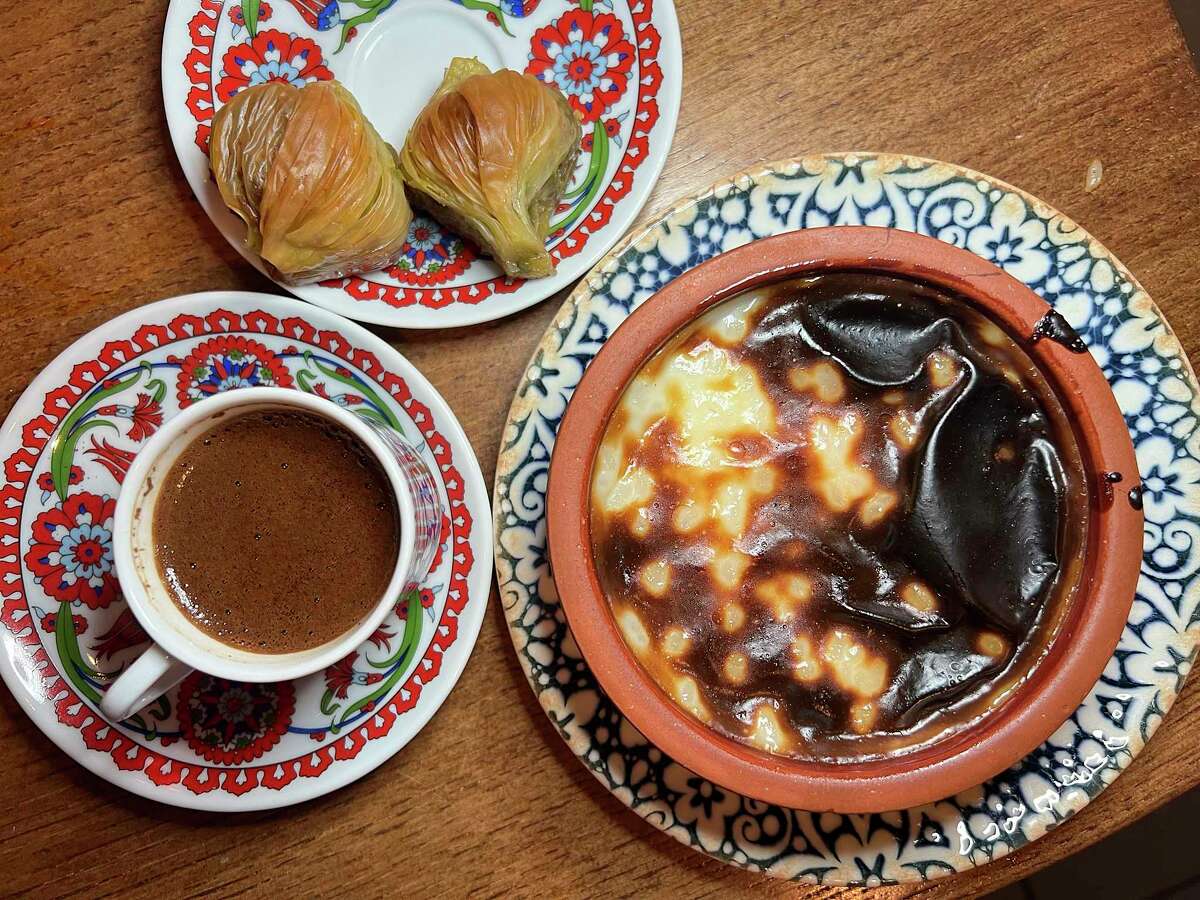 Dessert options include Turkish coffee, baklava and rice pudding at Chef’s Table Turkish Mediterranean Grill.