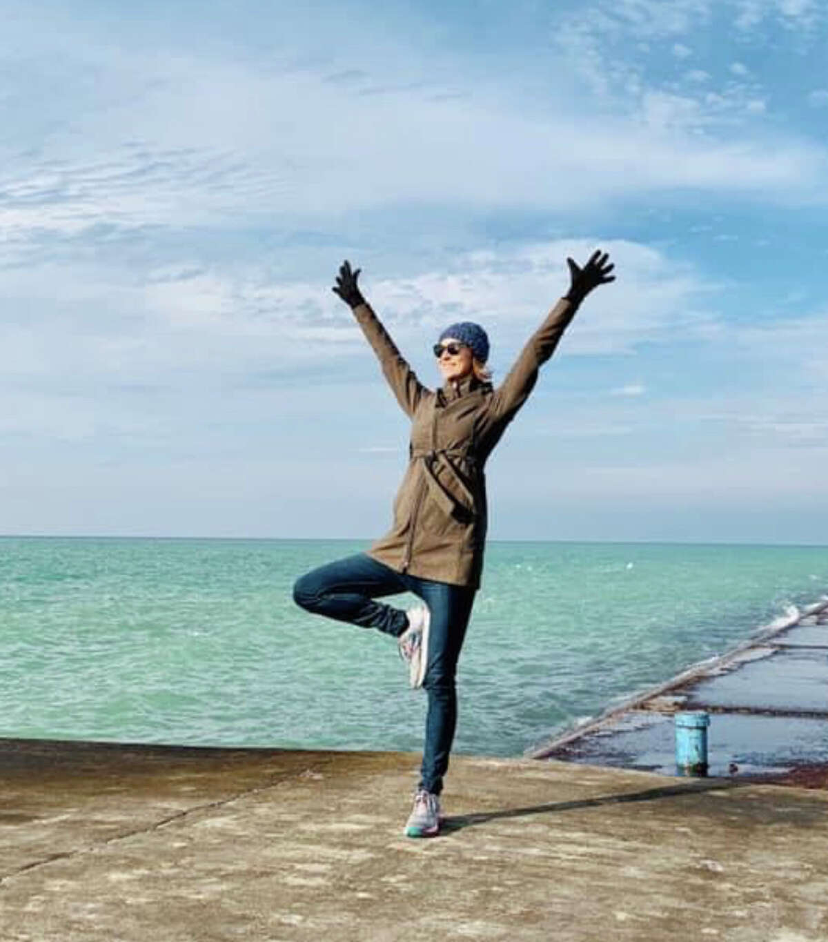 Mary Paine shows that yoga can also be practiced outdoors.