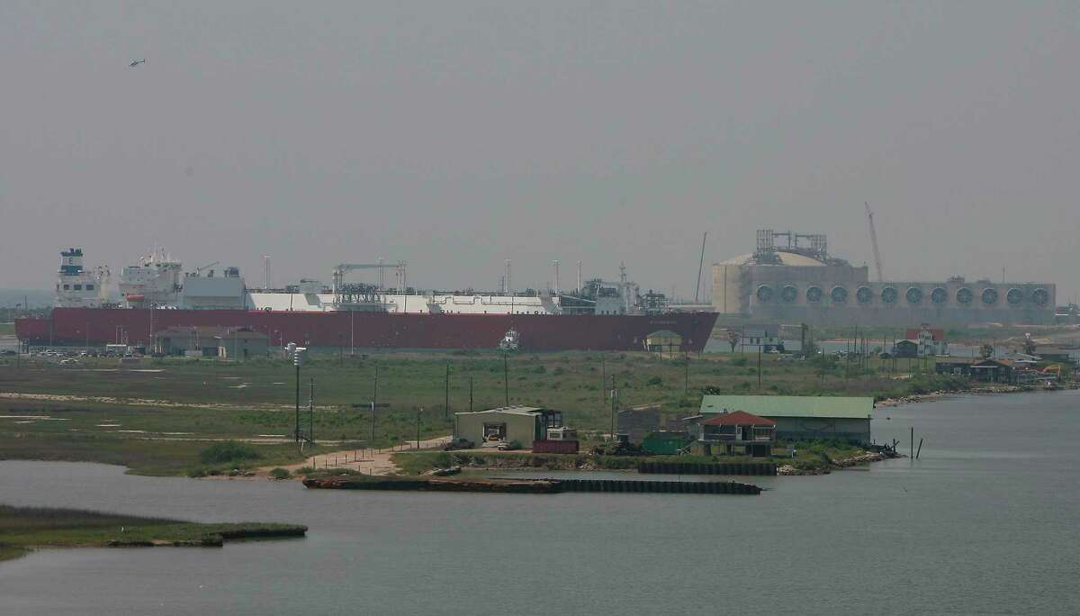 A liquefied natural gas tanker arrives to open a new Gulf Coast termina at the Freeport LNG terminal in 2008.