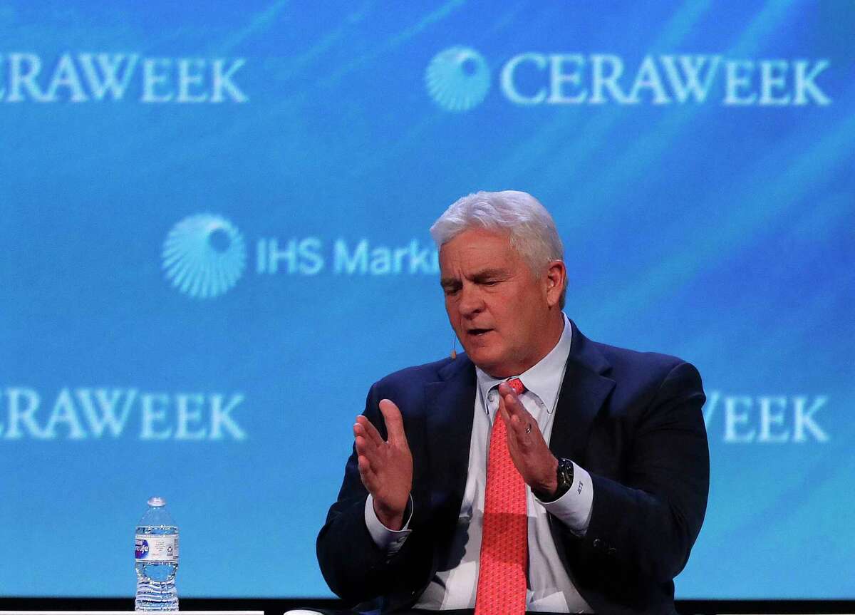 Kelcy Warren, CEO of Energy Transfer Partners and owner of the controversial Dakota Access Pipeline, talks about the future of pipeline infrastructure on a panel called "Building tomorrow's North Amerian infrastructure" at the CERAWeek conference at the Hilton Americas, Wednesday, March 7, 2018, in Houston. ( Karen Warren / Houston Chronicle )