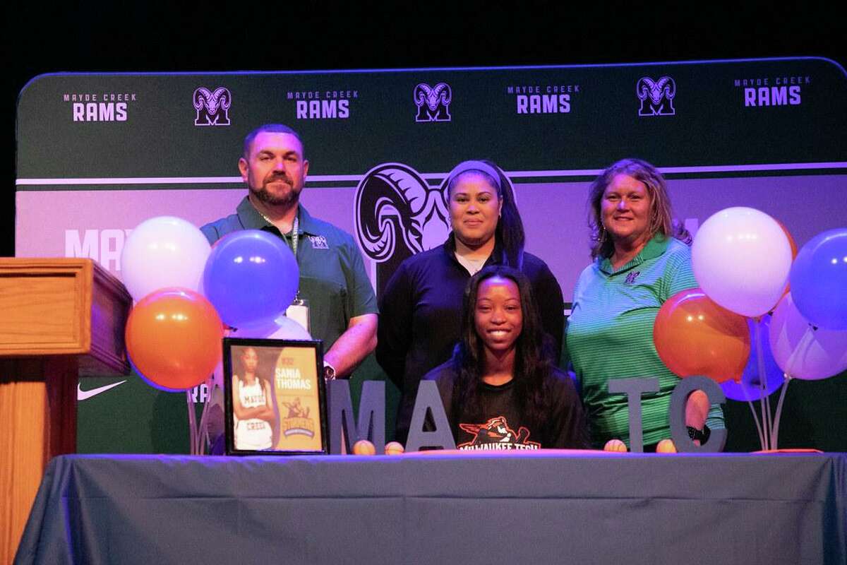 Mayde Creek senior Sania Thomas was recognized during a National Signing Day celebration at MCHS. Thomas will attend and play basketball at Milwaukee Area Technical College.