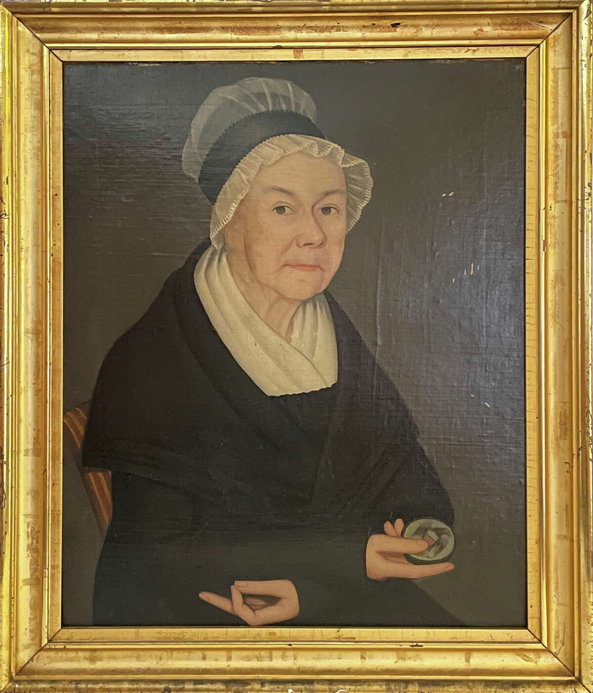 Portrait of Annatje Eltinge (1748-1827) done by Ammi Phillips in the 1820s. The painting was stolen from the Historic Huguenot Street building in New Paltz in 1972 and recovered 50 years later. 
