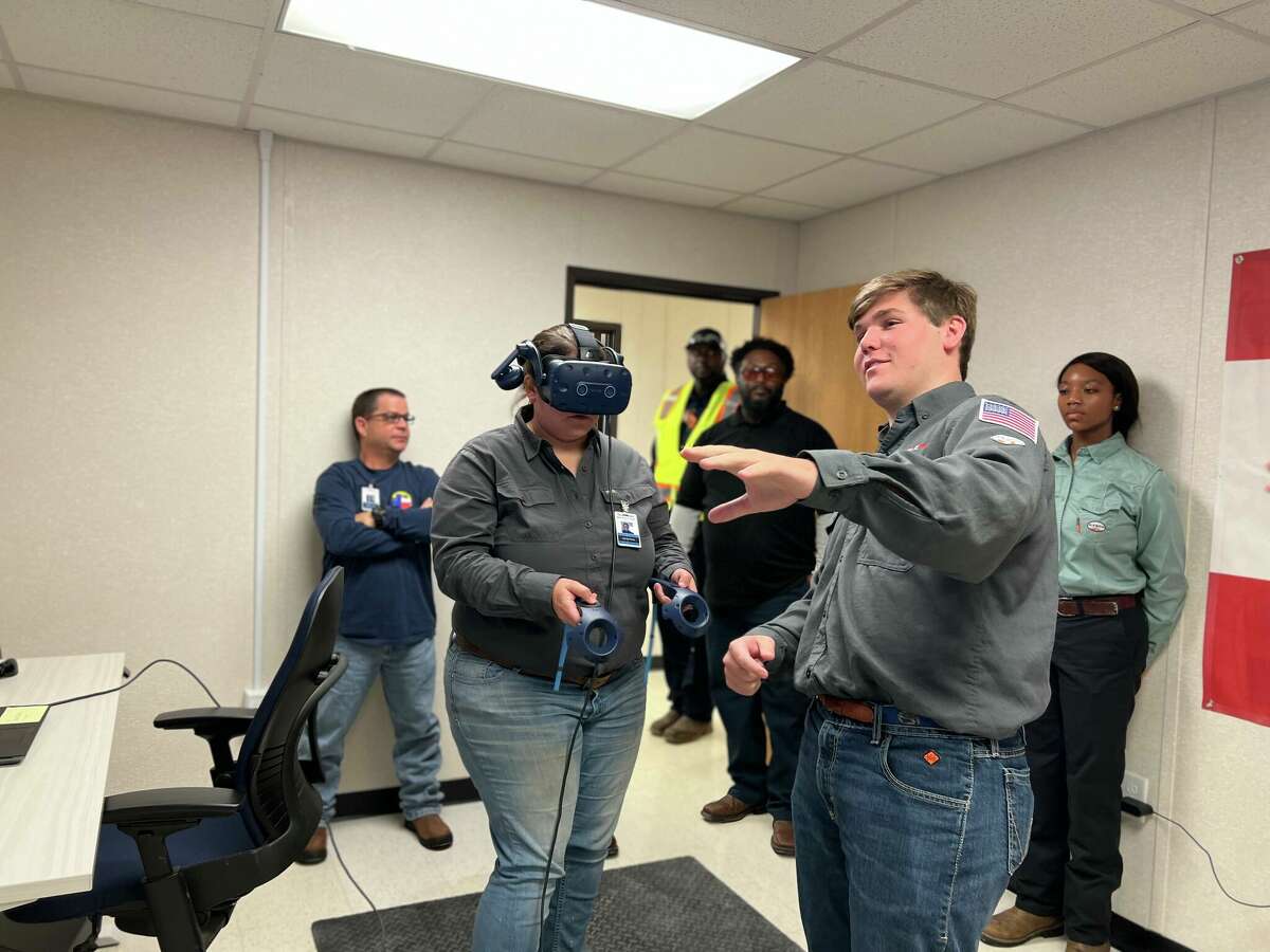 Beaumont Independent School District teachers engage with virtual reality technology June 9 at the Beaumont ExxonMobil Refinery.