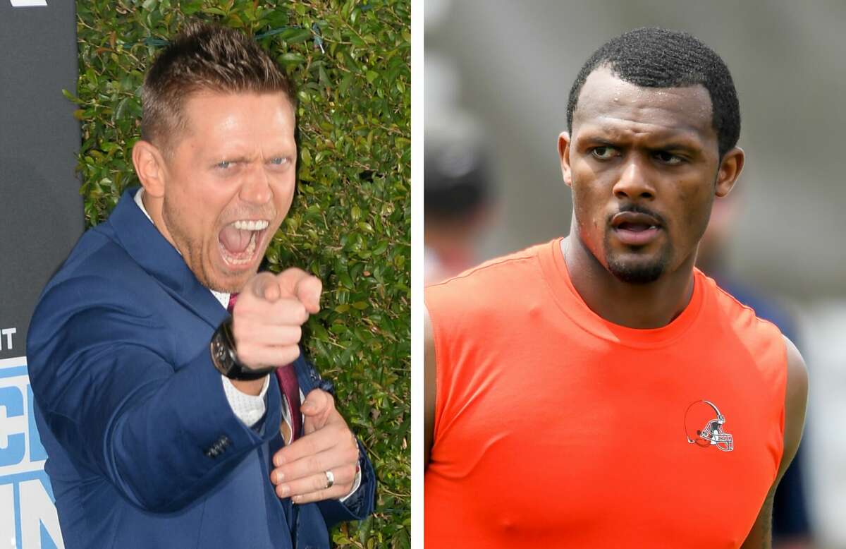 WWE superstar The Miz (left) is a huge Cleveland Browns fan, but he doesn't sound too happy about his team adding Deshaun Watson to the roster.