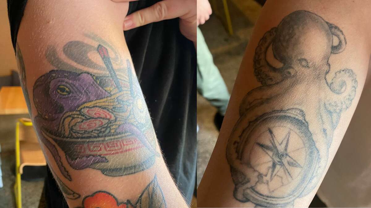 Jeff Potts is obsessed with octopi, as evidenced by his two tattoos.