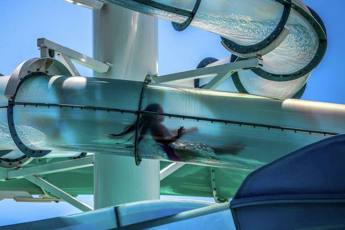 A child rides the waterslide at the Wave Waterpark in Dublin on Thursday, June 9. Concord, Livermore and Antioch are among the hottest Bay Area cities during this heat wave.