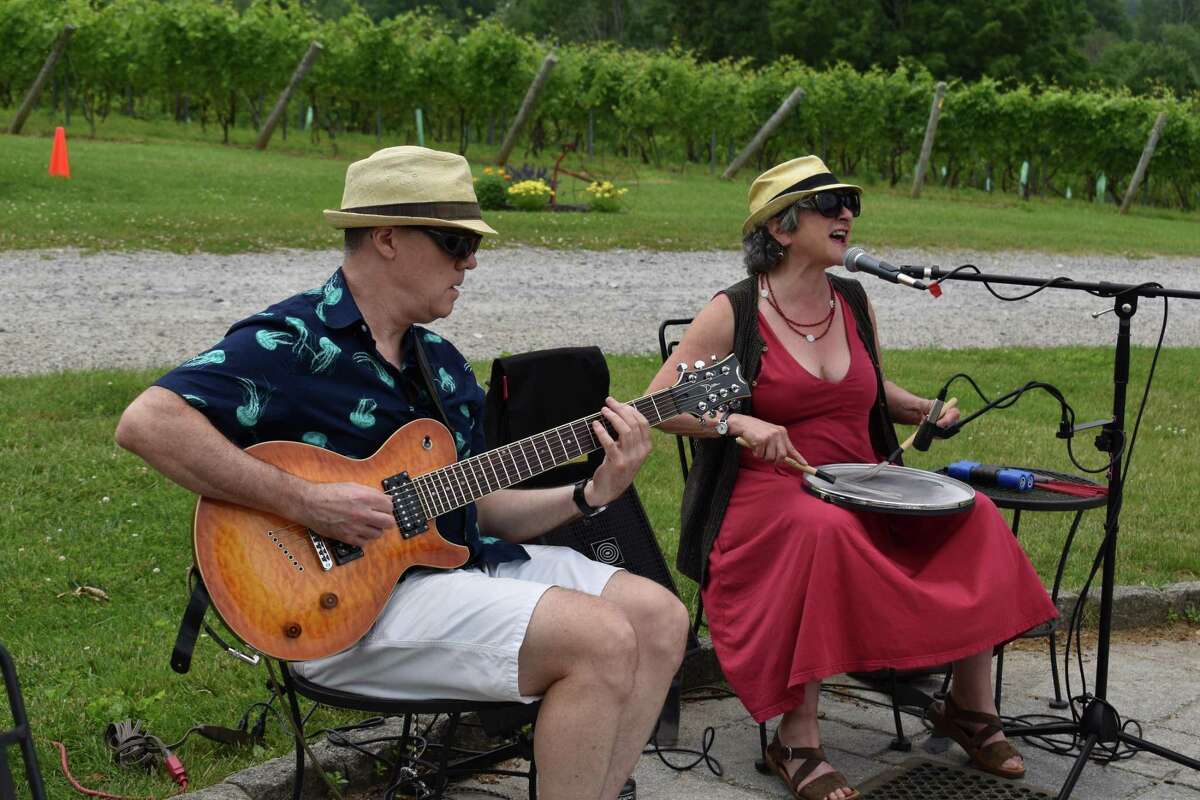 The Carol & Nick Duo perform at Sunset Meadow Vineyard in Goshen, Make Music Day 2021. Northwestern Connecticut Arts Council presents the fifth annual, Make Music Day June 21. Audience members are encouraged to enjoy live performances at local participating venues. All performances are free and open to the public.