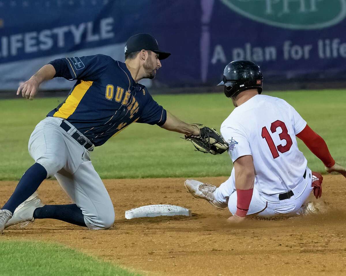 Tri-City ValleyCats shortstop Pavin Parks is called safe in front of Quebec Capitales second baseman David Glaude at the Joseph L. Bruno Stadium on the Hudson Valley Community College campus in Troy, NY, on Friday, June 10, 2022. (Jim Franco/Special to the Times Union)