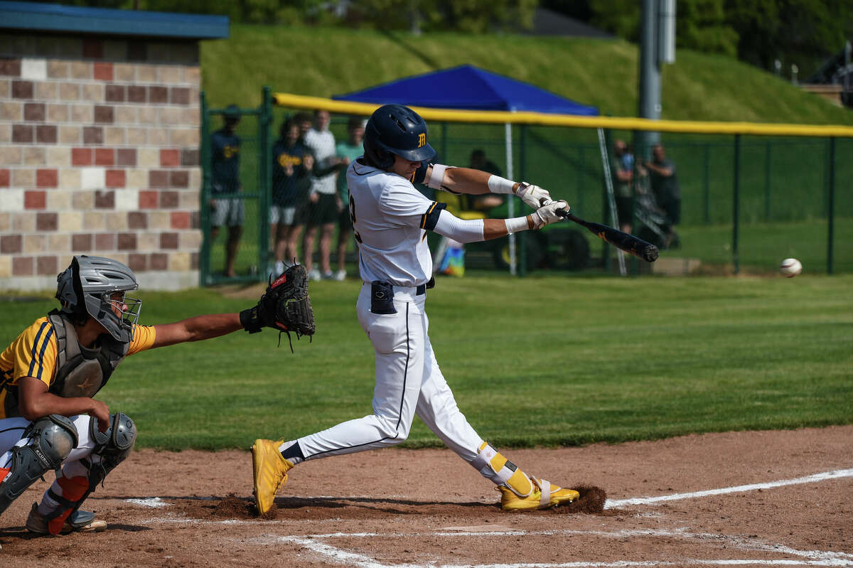 Lane Kloha bats during Midland High's division 1 regional baseball final game against Mattawan High School on June 11, 2022 at Mt. Pleasant High School